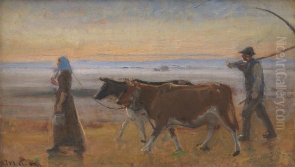 Cows Being Driven across the Moor - view 1