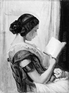 Laesende ung pige by Wilhelm Marstrand