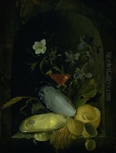 Still Life with Cockleshells and Blue Anemones by Frans van Mieris