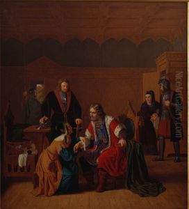 Valdemar den Store bliver forbundet i Absalons moders hus, hvor han har sogt tilflugt efter overfaldet i Roskilde by Johan Peter Raadsig