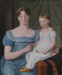 Kammerherreinde Sophie Hedvig Lovenskiold og hendes trearige datter Berthe Henriette by Christoffer Wilhelm Eckersberg