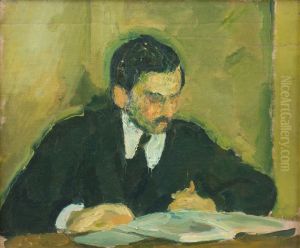 Maleren Ernst Goldschmidt laesende