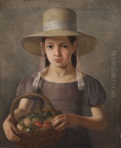 Pige med frugter i en kurv by Constantin Hansen
