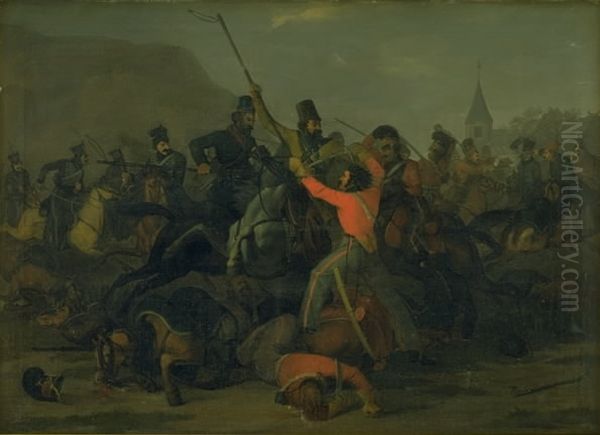 Oberst Boncke Bonnichsens fald den 6. december 1813 under en faegtning mellem jyske dragoner og kosakker - view 1
