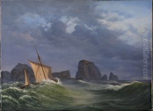 En shetlandsk fiskerbad i stormfuldt vejr nord for Orkneyoerne