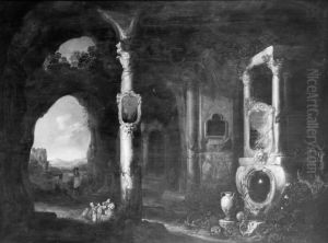 Grotto. Fantasy by Charles Cornelisz. de Hooch
