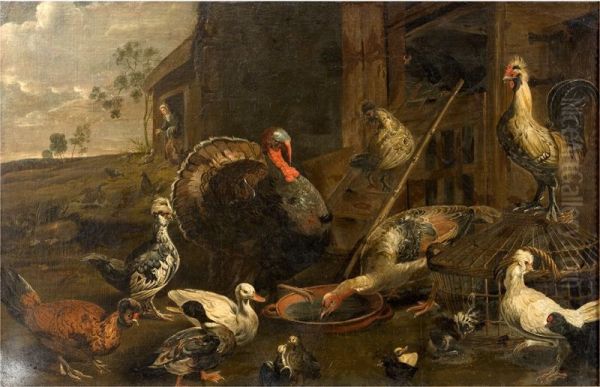 Hens, Ducks and a Turkey Cock - view 1