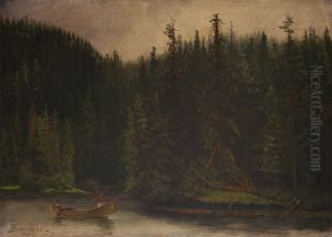 Indian Hunters in Canoe by Albert Bierstadt