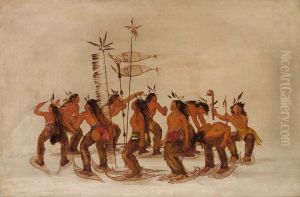 Snowshoe Dance at the First Snowfall by George Catlin