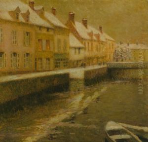 P1476,en:"Canal in Bruges, winter"label QS:Len,"Canal in Bruges, winter"label QS:Les,"Canal en Brujas, invierno" by Henri Le Sidaner