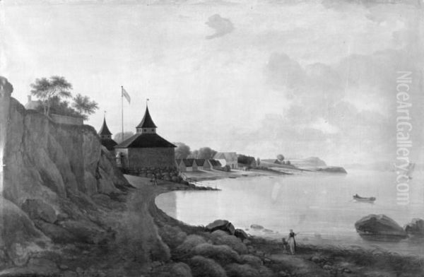 Landskab ved en bugt. Parti fra "Alexandria" ved Vedbaek - view 1
