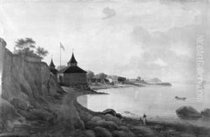 Landskab ved en bugt. Parti fra "Alexandria" ved Vedbaek Landskab ved en bugt. Parti fra "Alexandria" ved Vedbaek