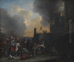 Soldater plyndrer og afbraender et kloster