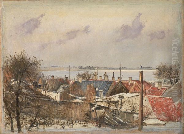 View of Sankt Jorgensbjerg and Roskilde Fjord. winter - view 1