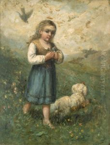 Child with Birds and Dog by Edward Mitchell Bannister