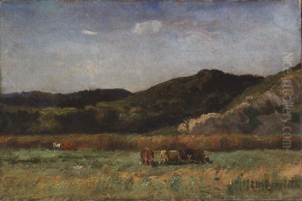 Untitled (landscape with cows grazing, hills) - view 1
