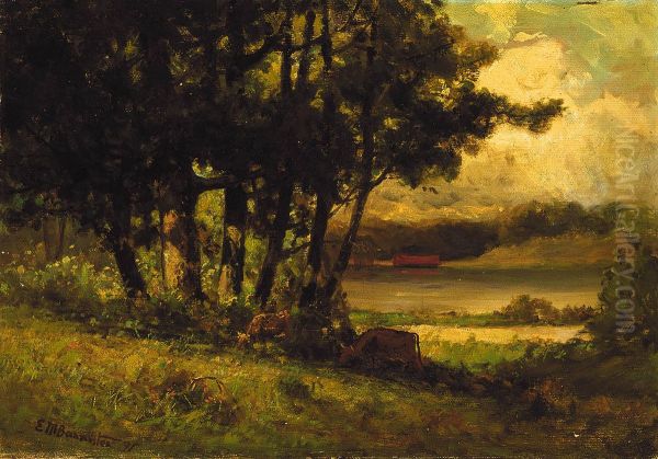 Untitled (landscape with cows grazing near river) - view 1