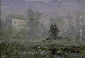 Untitled (landscape with house in background) by Edward Mitchell Bannister