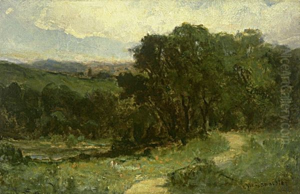 Untitled (landscape with road near stream and trees) - view 1