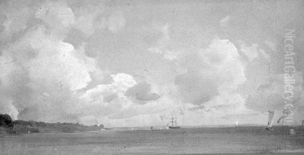 The Sound with ships, Near Espergaerde - view 1