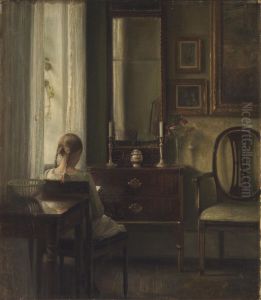 Interior with a Girl Reading by Carl Holsoe