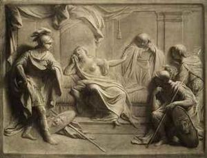 Lucretia Confessing To Her Father And Husband - A Feignedrelief by Andrea Casali