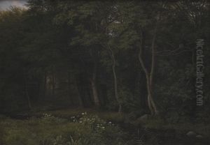 Twilight Setting in a Wood near Iselingen Manor, Zealand by P. C. Skovgaard