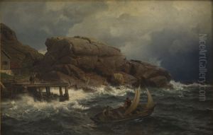 A Norwegian Seaport by Hans Gude