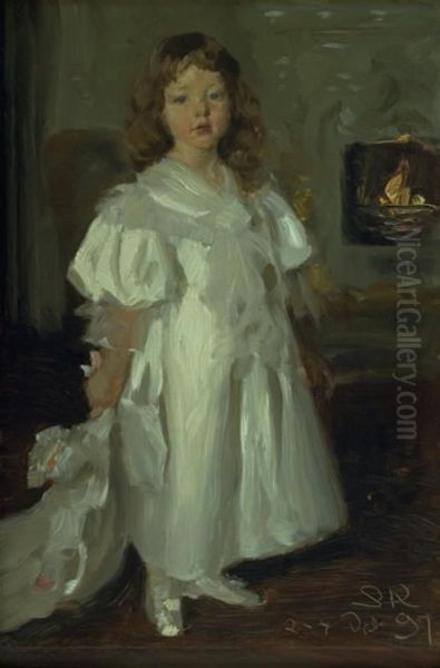 A Little Girl, Helga Melchior, in a Long Dress - view 1