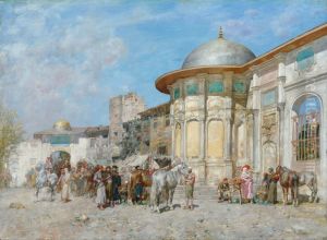 Horse market, Syria by Alberto Pasini