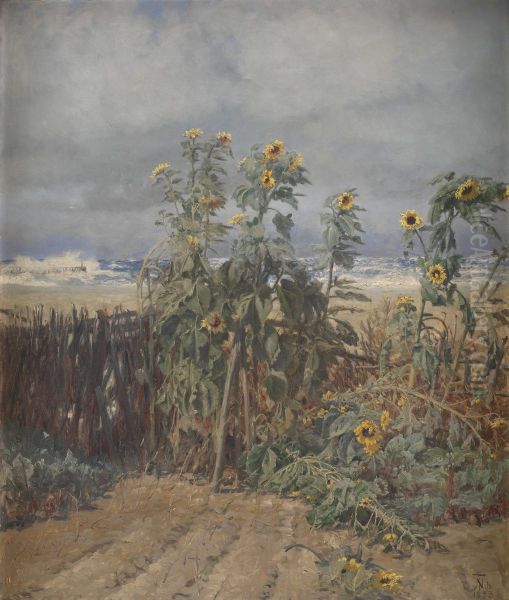 Sunflowers on a Beach. - view 1