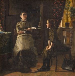 Laererinde og elev by Axel Helsted