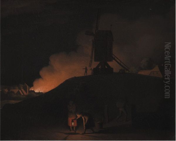 A Fire at Night - view 1