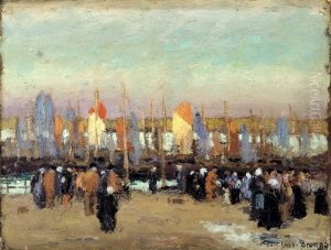 Harbor Scene with Fishing Boats by George Elmer Browne