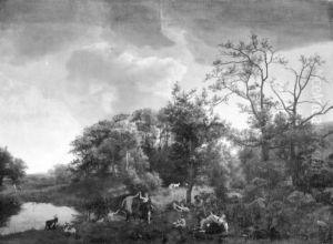 Landscape with Fauns and Nymphs by Cornelis Hendricksz. The Younger Vroom