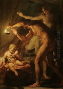 Hercule nouveau-ne etranglant des serpents dans son berceau by Pompeo Batoni
