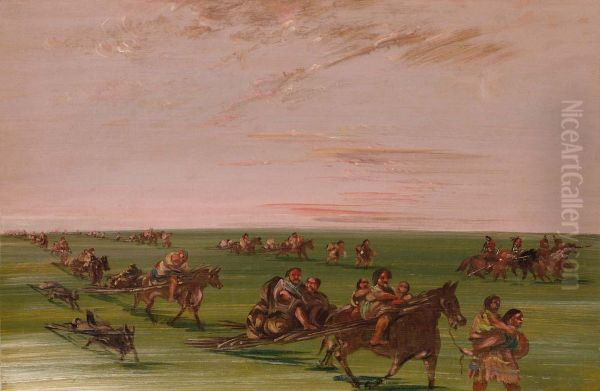 Band of Sioux Moving Camp - view 1