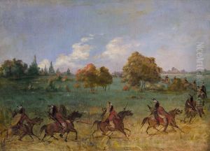 Comanche War Party on the March, Fully Equipped by George Catlin