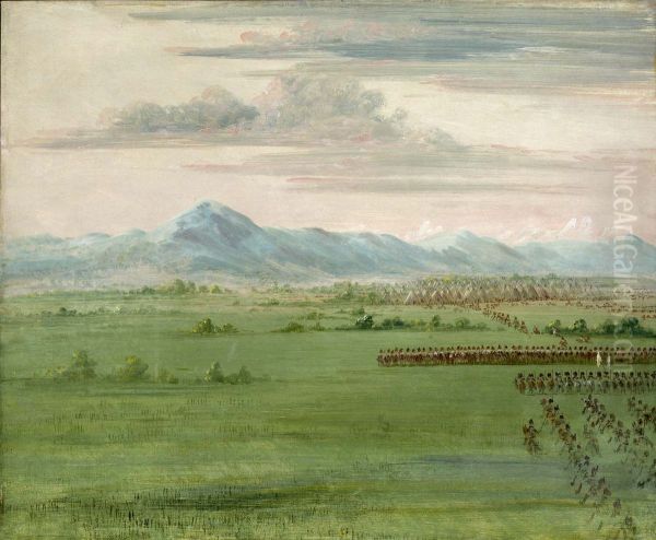 Comanche Warriors, with White Flag, Receiving the Dragoons - view 1