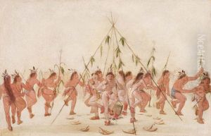 Green Corn Dance, Hidatsa by George Catlin