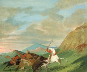 Grizzly Bears Attacking Indians on Horseback by George Catlin