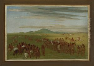 Horseracing on a Course Behind the Mandan Village by George Catlin