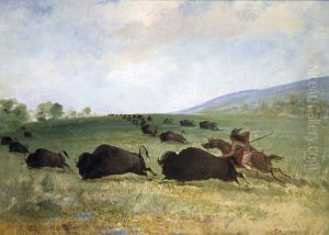 An Osage Indian Lancing a Buffalo by George Catlin