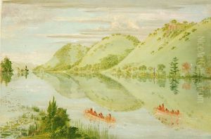 Picturesque Bluffs above Prairie du Chien by George Catlin