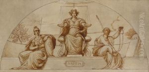 Cartoon for mural of Minnesota State Capital, "Institute of Justice"