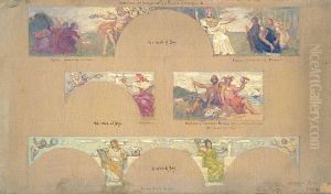 Sketches for a Decoration of a Private Library "B" by Kenyon Cox