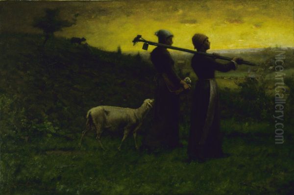 Bringing home the new born lamb - view 1