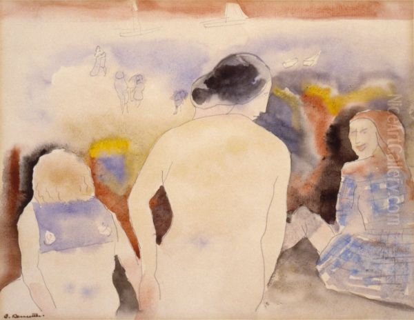 Untitled (Woman with Black Hair and Two Children) - view 1