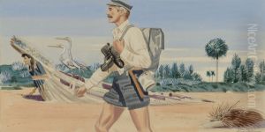 Panel 2, Legend of James Edward Hamilton--Barefoot Mailman (mural study, West Palm Beach, Florida Post Office)