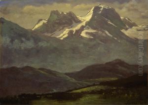 Summer Snow on the Peaks or Snow Capped Mountains by Albert Bierstadt